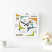 Retro atoommiddelcentury Geometric Turquoise Green Vierkante Klok (Huis)