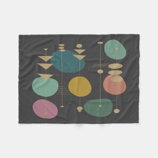 Retro atoomruimtetijdperk midden eeuw modern fleece deken (Voorkant (Horizontaal))