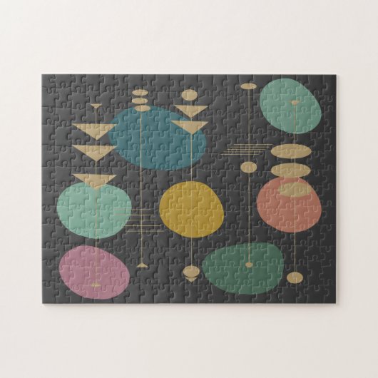 Retro atoomruimtetijdperk midden eeuw modern legpuzzel (Horizontaal)