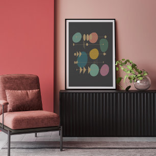 Retro atoomruimtetijdperk midden eeuw modern poster