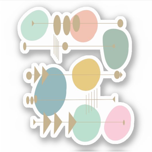 Retro atoomruimtetijdperk midden eeuw modern sticker (Voorkant)