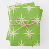 Retro atoomsterpatroon op kalkgroen inpakpapier vel (In situ)