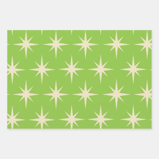 Retro atoomsterpatroon op kalkgroen inpakpapier vel (Voorkant)