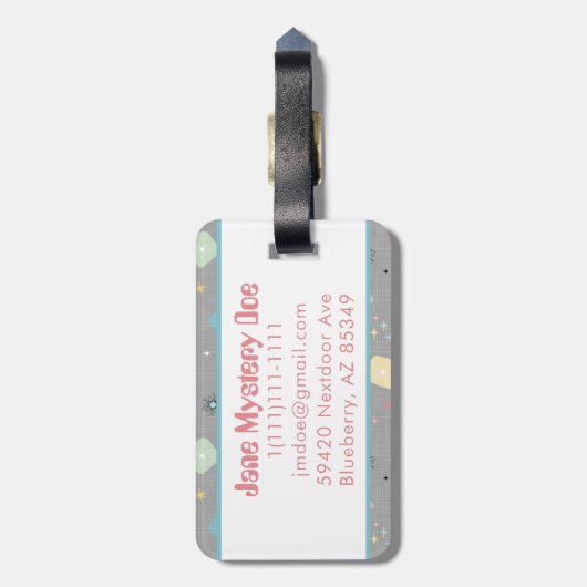 Retro-atoomsterren Bagagelabel (Achterkant verticaal)