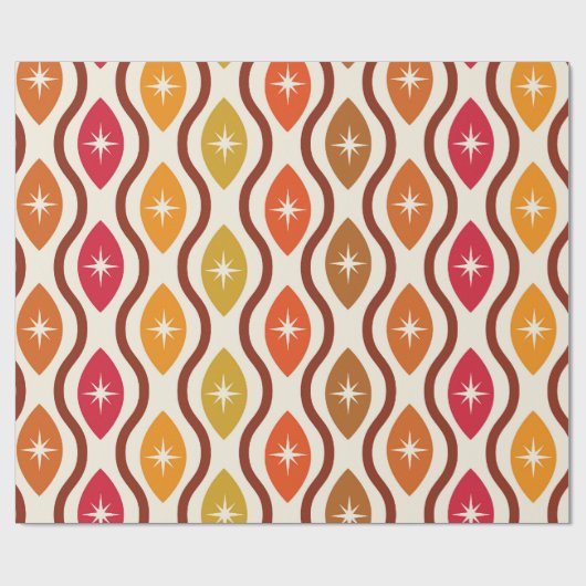 Retro atoomsterren in het middeleeuwse ogeenpatroo cadeaupapier (Vlak)