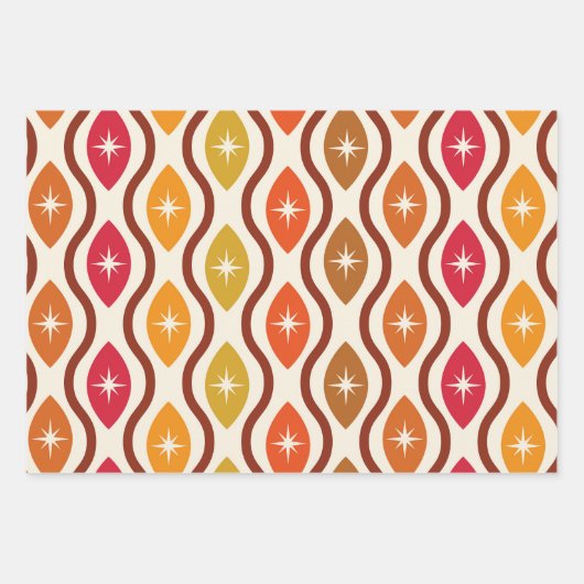 Retro atoomsterren in het middeleeuwse ogeenpatroo inpakpapier vel (Voorkant 3)