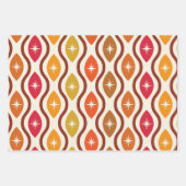 Retro atoomsterren in het middeleeuwse ogeenpatroo inpakpapier vel (Voorkant 2)