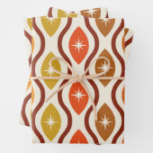 Retro atoomsterren in het middeleeuwse ogeenpatroo inpakpapier vel (In situ)