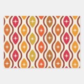 Retro atoomsterren in het middeleeuwse ogeenpatroo inpakpapier vel (Voorkant)