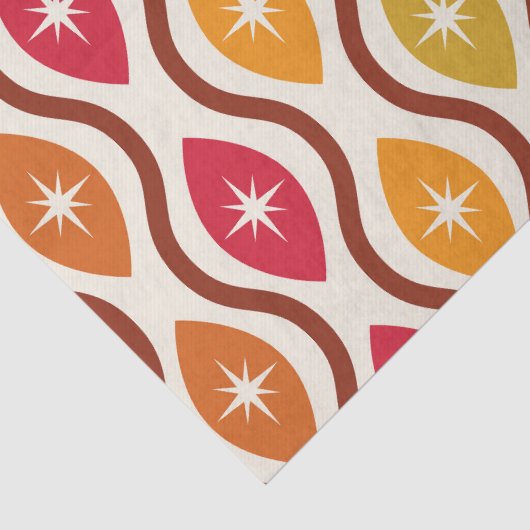 Retro atoomsterren in het middeleeuwse ogeenpatroo tissuepapier (Detail)