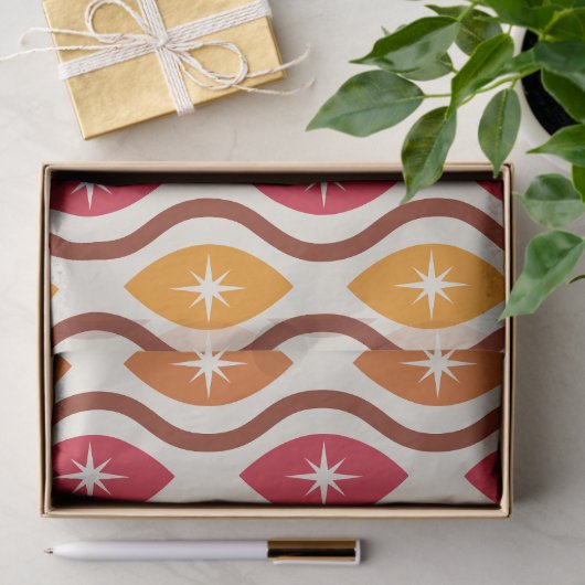 Retro atoomsterren in het middeleeuwse ogeenpatroo tissuepapier (Geschenk)