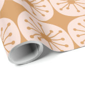 Retro atoomStippen Mideeuw Moderne 50s Roze Ochre Cadeaupapier (Rol Hoek)