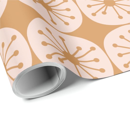 Retro atoomStippen Mideeuw Moderne 50s Roze Ochre Cadeaupapier (Rol Hoek)