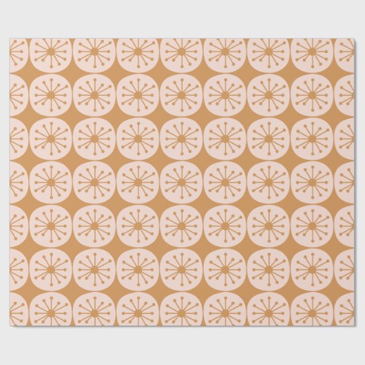 Retro atoomStippen Mideeuw Moderne 50s Roze Ochre Cadeaupapier (Vlak)