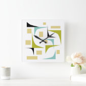 Retro atoomtijdperk geometrische hoeken midden eeu vierkante klok (Huis)