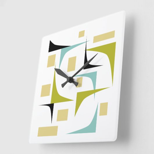 Retro atoomtijdperk geometrische hoeken midden eeu vierkante klok (Hoek)