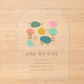 Retro Atoomtijdperk Mid Century Modern Save the Da Acryl Uitnodigingen (Voorkant)