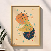 Retro atoomtijdperk Midden-eeuws modern Abstract Poster