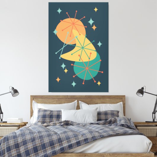 Retro atoomtijdperk Midden-eeuwse Abstracte kunst Canvas Afdruk (Insitu (Slaapkamer))