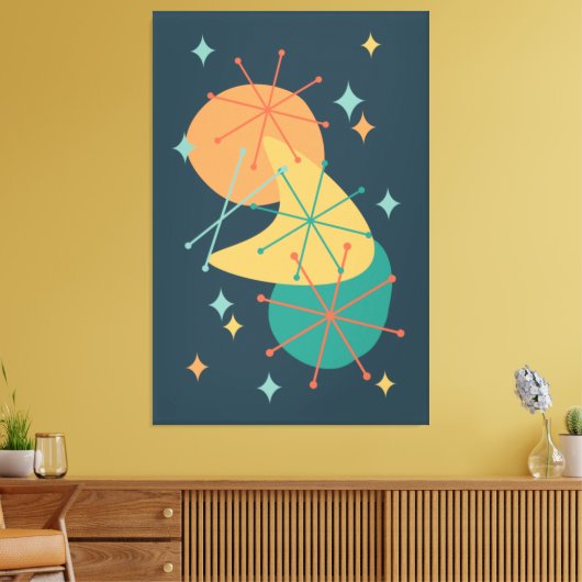 Retro atoomtijdperk Midden-eeuwse Abstracte kunst Canvas Afdruk (Insitu (Woonkamer))