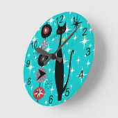 Retro atoomtijdperk midden midden midden midden mo ronde klok (Hoek)