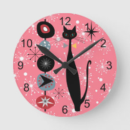 Retro atoomtijdperk midden midden midden midden mo ronde klok