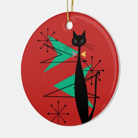 Retro atoomtijdperk midden midden midden moderne M Keramisch Ornament (Links)