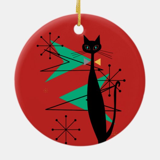 Retro atoomtijdperk midden midden midden moderne M Keramisch Ornament (Achterkant)