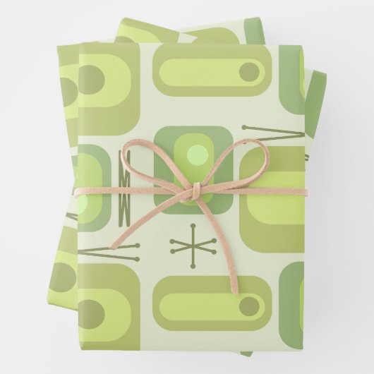 retro-atoomtijdvormen Chartreuse Inpakpapier Vel (In situ)