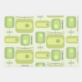 retro-atoomtijdvormen Chartreuse Inpakpapier Vel (Voorkant)