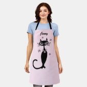 Retro atoomzwart kattespeciaal keukenplatform schort (Gedragen)