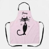 Retro atoomzwart kattespeciaal keukenplatform schort (Voorkant)