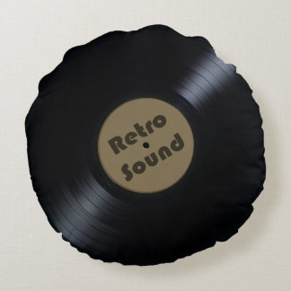 Retro Audio 70s 80s Nostalgisch  Vinyl / Reel Rond Kussen