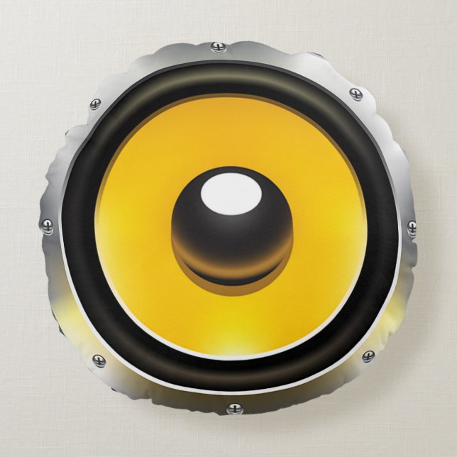 Retro Audio 80s Nostalgische  stereoluidspreker Rond Kussen (Voorkant)