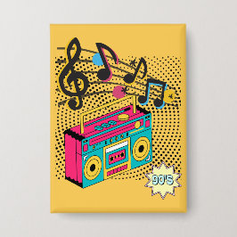 Retro audio boombox. button