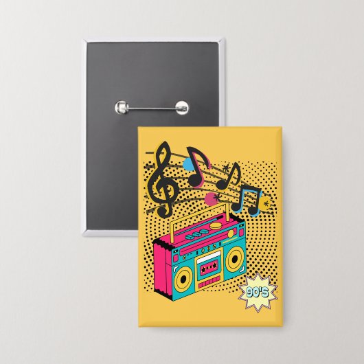 Retro audio boombox. button (Voorkant / Achterkant)