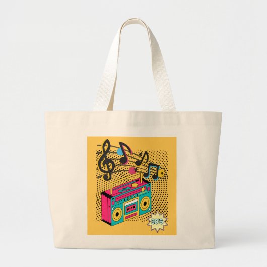 Retro audio boombox. grote tote bag (Voorkant)