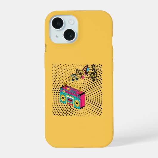 Retro audio boombox. iPhone 15 case (Achterkant)