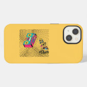 Retro audio boombox. iPhone hoesje (Achterkant horizontaal)