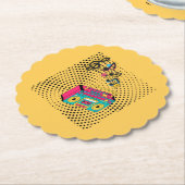 Retro audio boombox. kartonnen onderzetters (Gekanteld)