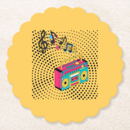 Retro audio boombox. kartonnen onderzetters