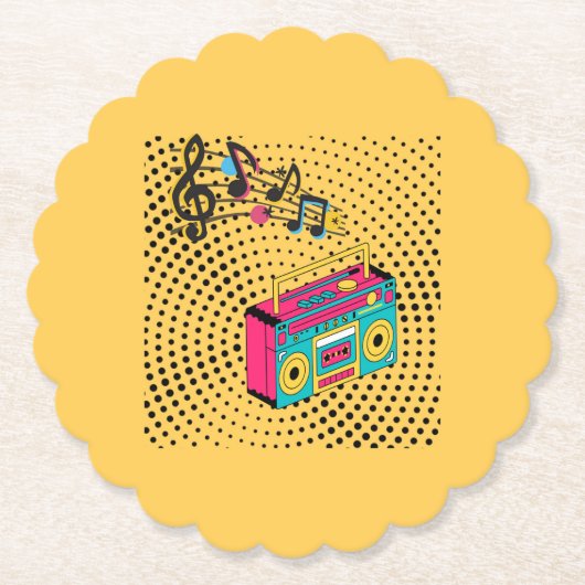 Retro audio boombox. kartonnen onderzetters (Voorkant)
