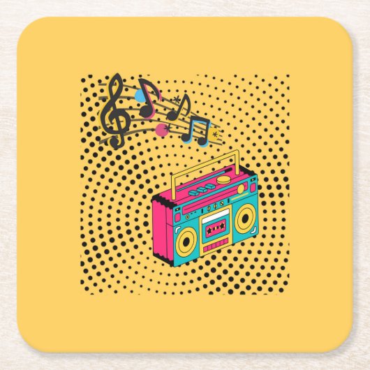 Retro audio boombox. kartonnen onderzetters (Voorkant)