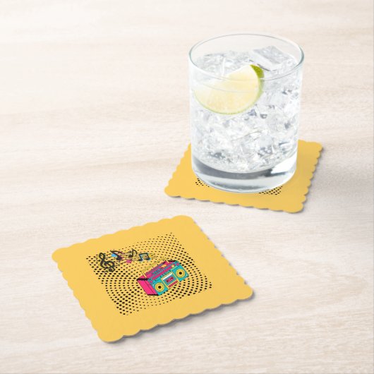 Retro audio boombox. kartonnen onderzetters (Insitu)