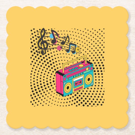 Retro audio boombox. kartonnen onderzetters (Voorkant)