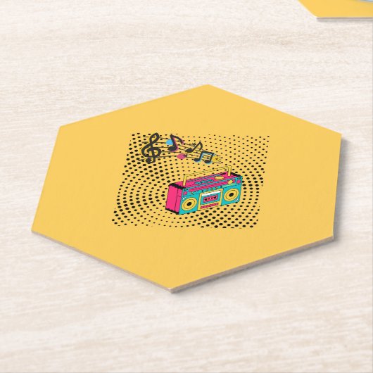 Retro audio boombox. kartonnen onderzetters (Schuin)
