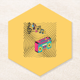 Retro audio boombox. kartonnen onderzetters