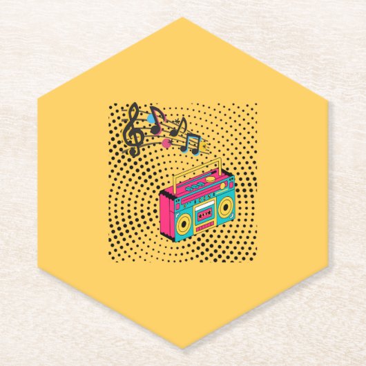 Retro audio boombox. kartonnen onderzetters (Voorkant)