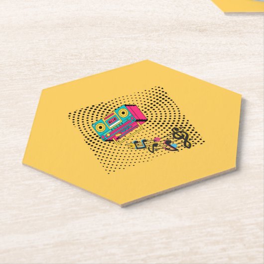 Retro audio boombox. kartonnen onderzetters (Schuin)