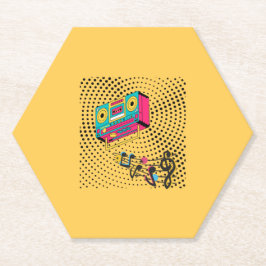 Retro audio boombox. kartonnen onderzetters